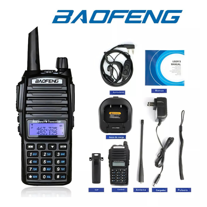 Baofeng UV-82 2025 – 20 km de Alcance + Manos Libres GRATIS