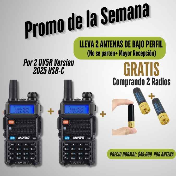 Radio Baofeng UV5R Version 2025 con Puerto tipo C+Regalo