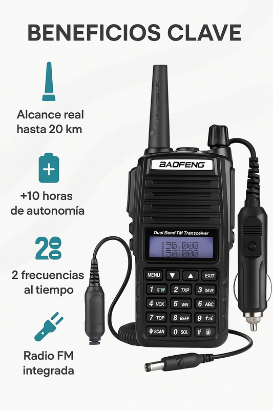 Baofeng UV-82 2025 – 20 km de Alcance + Manos Libres GRATIS
