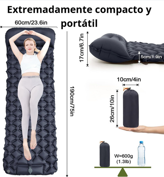 Colchón Táctico de Aire Portátil con Bomba de Pie Integrada