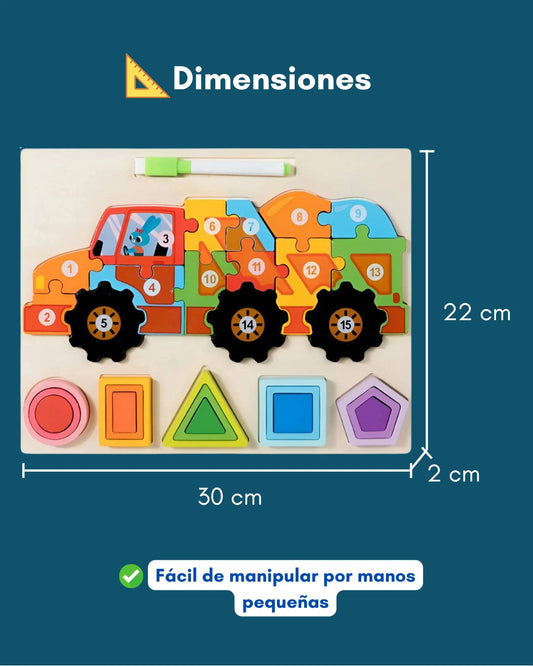 Rompecabezas Didáctico Madera 3D 3en1  Alta Durabilidad