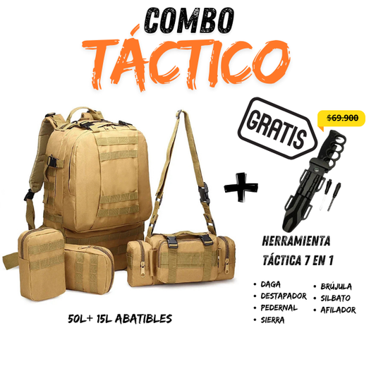 Mochila Táctica G6 4 en 1 de 50L  Pentagon® + HERRAMIENTA TÁCTICA 7 EN 1 🎒